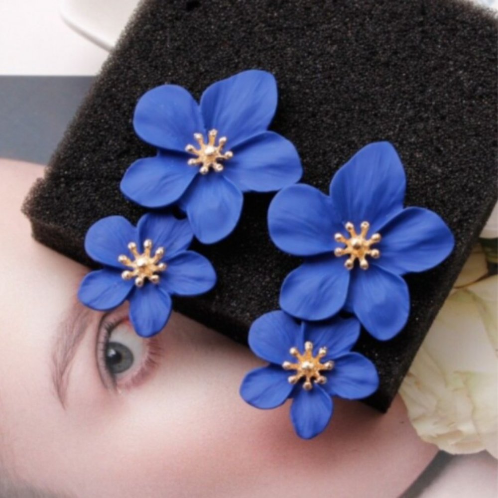 Hand-Painted Hanging Flower Earrings - 3 Colors